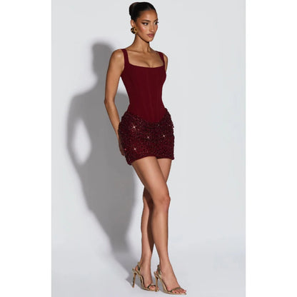 Einfarbiges Plissiertes Trägerloses Kleid Schickes Schulterfreies Rückenfreies Hochgeschnittenes Kleid mit Schlitz 2026 Neues Abendkleid