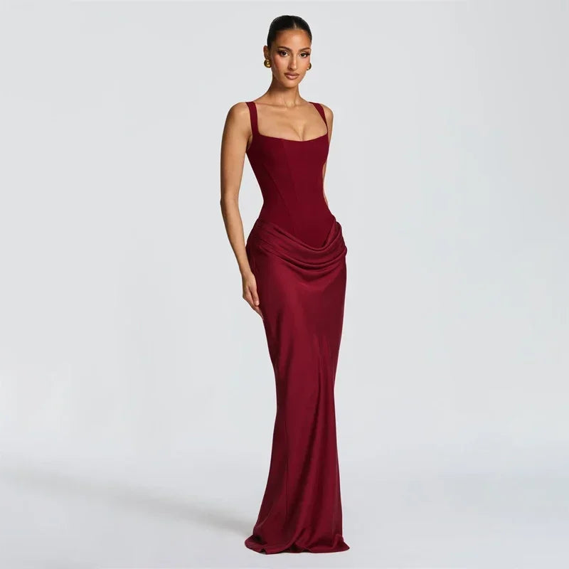 Einfarbiges Plissiertes Trägerloses Kleid Schickes Schulterfreies Rückenfreies Hochgeschnittenes Kleid mit Schlitz 2026 Neues Abendkleid