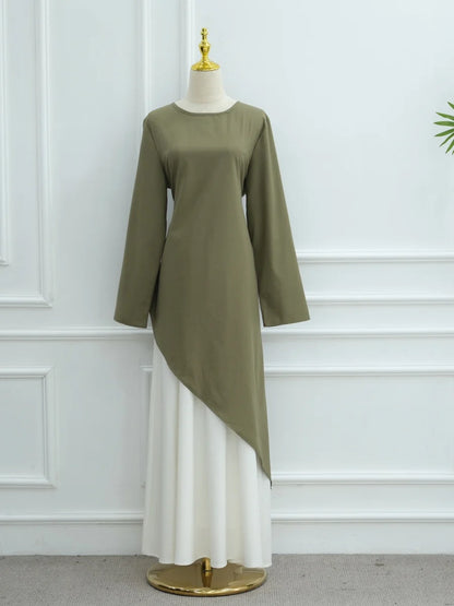 Muslimische Abayas aus dem Nahen Osten, Arabisch, Dubai, für Frauen, Oberteil mit Rock, zweiteiliger Anzug, dezenter Ramadan-Kaftan, Robe Femme, islamische Kleidung