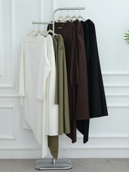 Muslimische Abayas aus dem Nahen Osten, Arabisch, Dubai, für Frauen, Oberteil mit Rock, zweiteiliger Anzug, dezenter Ramadan-Kaftan, Robe Femme, islamische Kleidung
