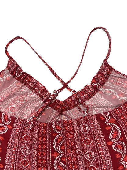 Damen Sommerkleid mit ethnischem Muster, rückenfrei, geteilter Oberschenkel, Damen-Sommerkleidung, Boho-Mode, Rüschenbesatz, langes Kleid für den Strand
