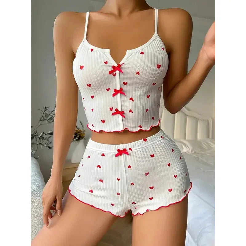 Loungewear-Set mit Rüschen-Besatz für Damen