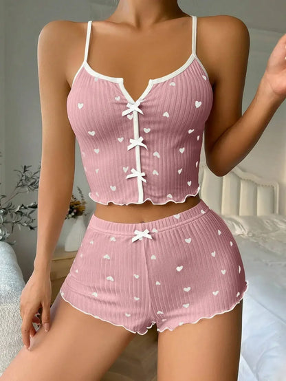 Loungewear-Set mit Rüschen-Besatz für Damen