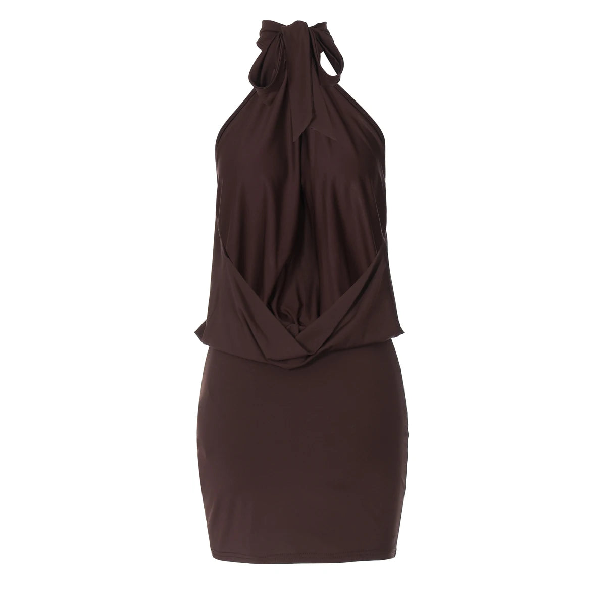 Hugcitar Mode Halter Solide Ärmellose Backless Verband Geraffte Dünne Mini Kleid Sommer Kleidung Party Urlaub Club