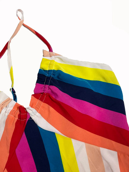 Damen Sommerkleid mit ethnischem Muster, rückenfrei, geteilter Oberschenkel, Damen-Sommerkleidung, Boho-Mode, Rüschenbesatz, langes Kleid für den Strand
