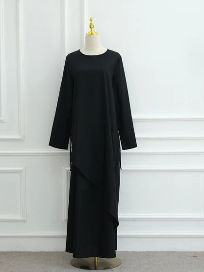 Muslimische Abayas aus dem Nahen Osten, Arabisch, Dubai, für Frauen, Oberteil mit Rock, zweiteiliger Anzug, dezenter Ramadan-Kaftan, Robe Femme, islamische Kleidung
