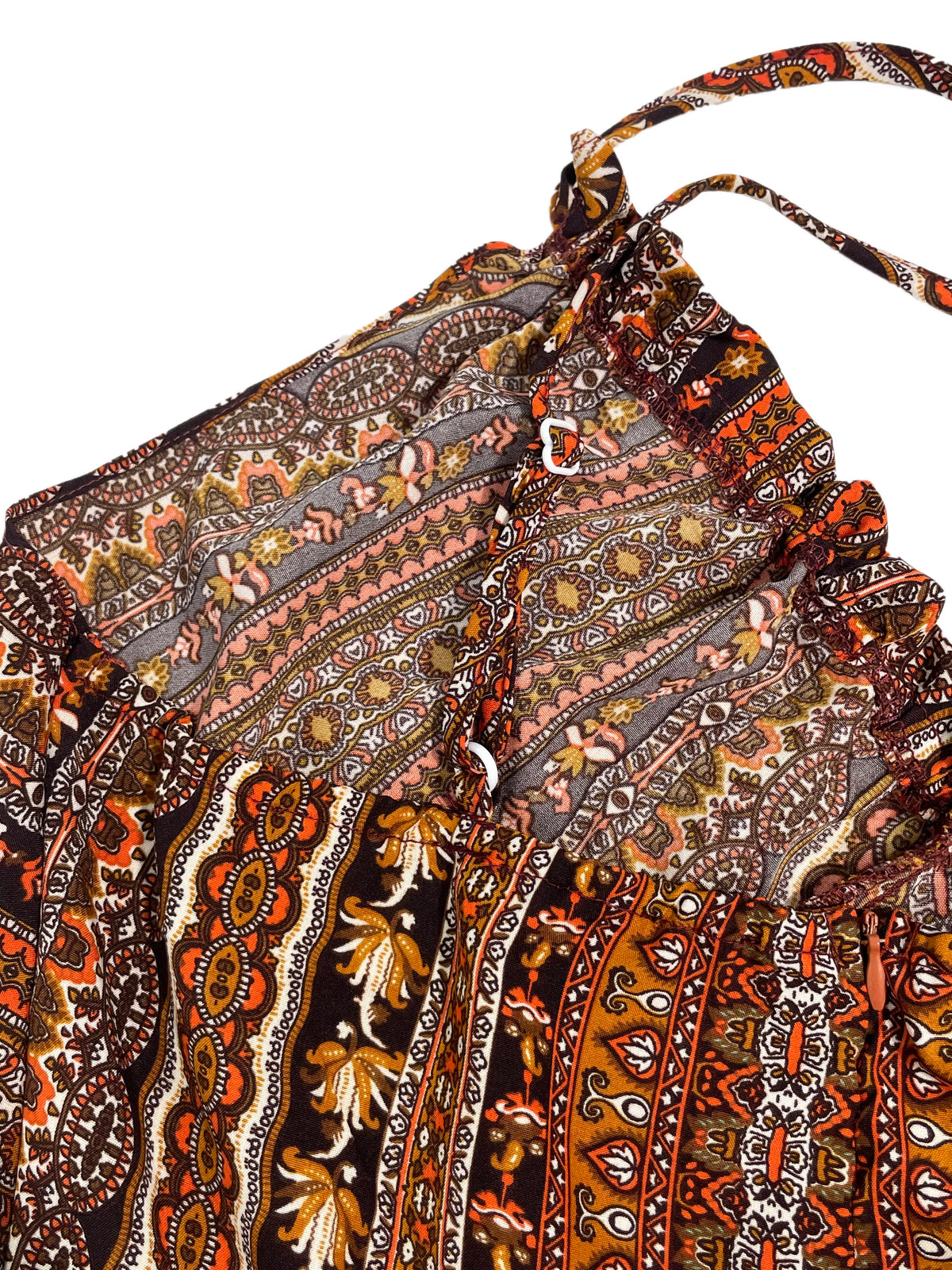 Damen Sommerkleid mit ethnischem Muster, rückenfrei, geteilter Oberschenkel, Damen-Sommerkleidung, Boho-Mode, Rüschenbesatz, langes Kleid für den Strand