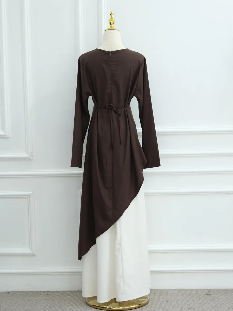 Muslimische Abayas aus dem Nahen Osten, Arabisch, Dubai, für Frauen, Oberteil mit Rock, zweiteiliger Anzug, dezenter Ramadan-Kaftan, Robe Femme, islamische Kleidung