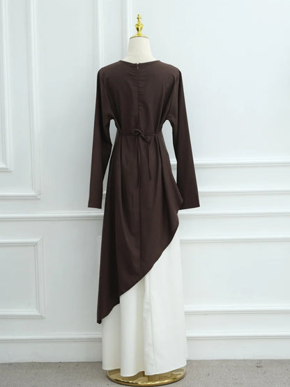 Muslimische Abayas aus dem Nahen Osten, Arabisch, Dubai, für Frauen, Oberteil mit Rock, zweiteiliger Anzug, dezenter Ramadan-Kaftan, Robe Femme, islamische Kleidung