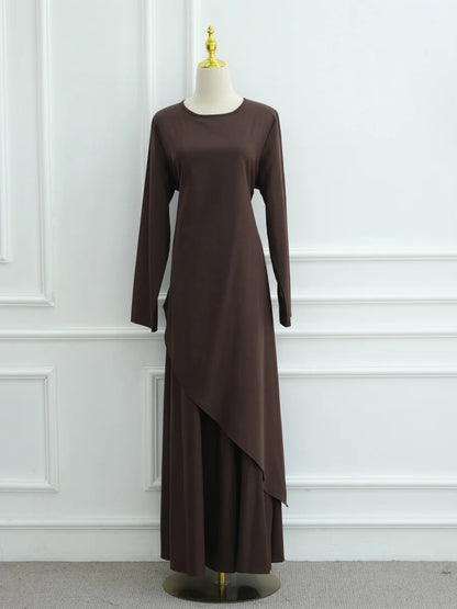 Muslimische Abayas aus dem Nahen Osten, Arabisch, Dubai, für Frauen, Oberteil mit Rock, zweiteiliger Anzug, dezenter Ramadan-Kaftan, Robe Femme, islamische Kleidung