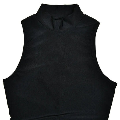 Mozision Rollkragen Ärmelloses Sexy Mini Kleid Für Frauen Mode Unregelmäßige Geraffte Tank Kleid Femme Elegante Club Party Kleid