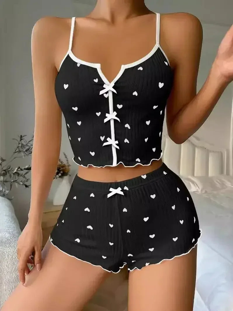 Loungewear-Set mit Rüschen-Besatz für Damen