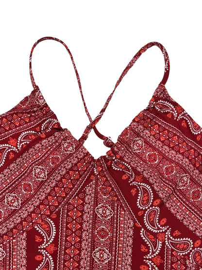 Damen Sommerkleid mit ethnischem Muster, rückenfrei, geteilter Oberschenkel, Damen-Sommerkleidung, Boho-Mode, Rüschenbesatz, langes Kleid für den Strand