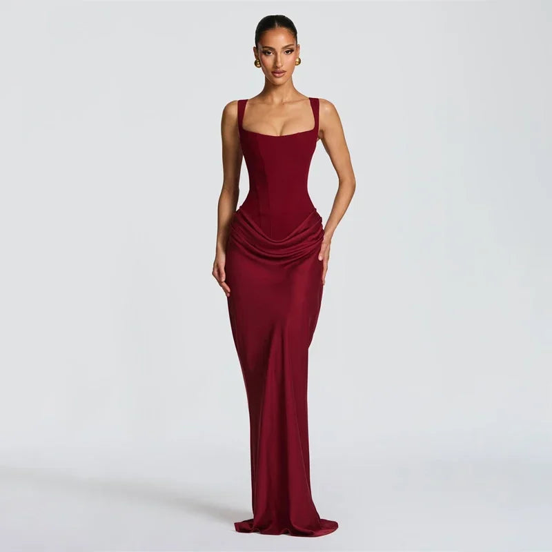 Einfarbiges Plissiertes Trägerloses Kleid Schickes Schulterfreies Rückenfreies Hochgeschnittenes Kleid mit Schlitz 2026 Neues Abendkleid