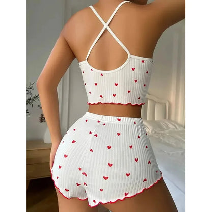 Loungewear-Set mit Rüschen-Besatz für Damen