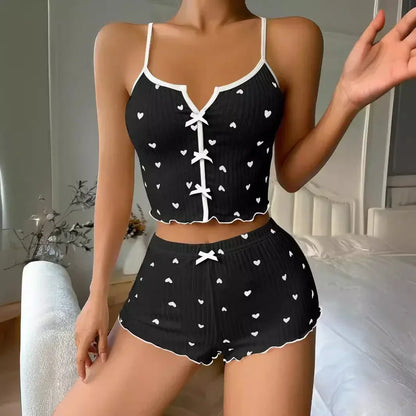 Loungewear-Set mit Rüschen-Besatz für Damen