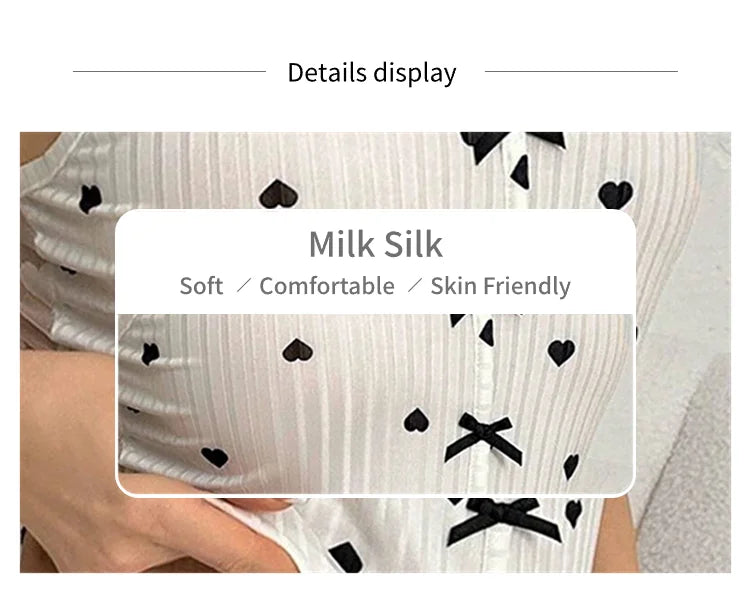 2-teiliges Spitzen-Pyjama-Set mit Herzchen-Print für Damen