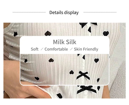 2-teiliges Spitzen-Pyjama-Set mit Herzchen-Print für Damen