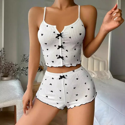 Loungewear-Set mit Rüschen-Besatz für Damen
