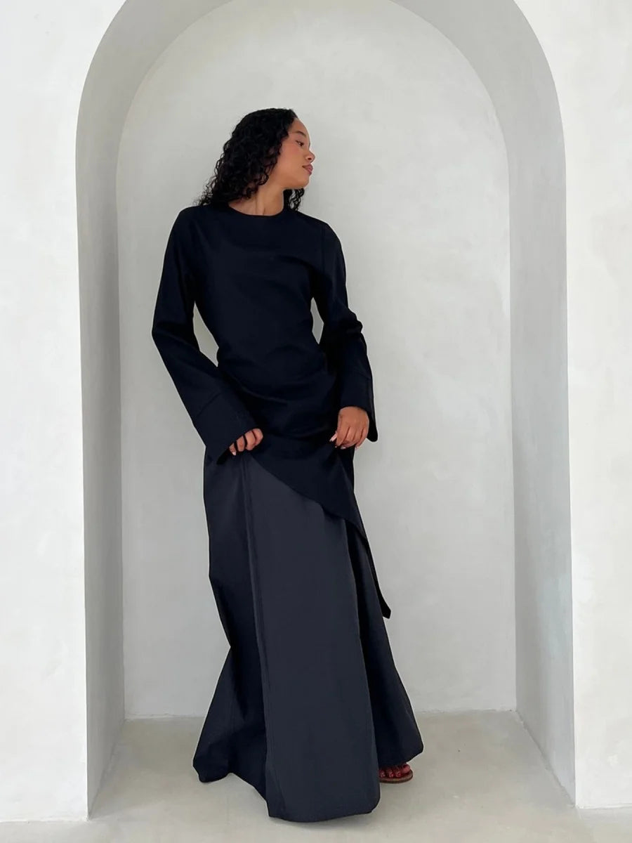 Muslimische Abayas aus dem Nahen Osten, Arabisch, Dubai, für Frauen, Oberteil mit Rock, zweiteiliger Anzug, dezenter Ramadan-Kaftan, Robe Femme, islamische Kleidung