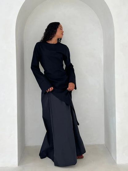 Muslimische Abayas aus dem Nahen Osten, Arabisch, Dubai, für Frauen, Oberteil mit Rock, zweiteiliger Anzug, dezenter Ramadan-Kaftan, Robe Femme, islamische Kleidung